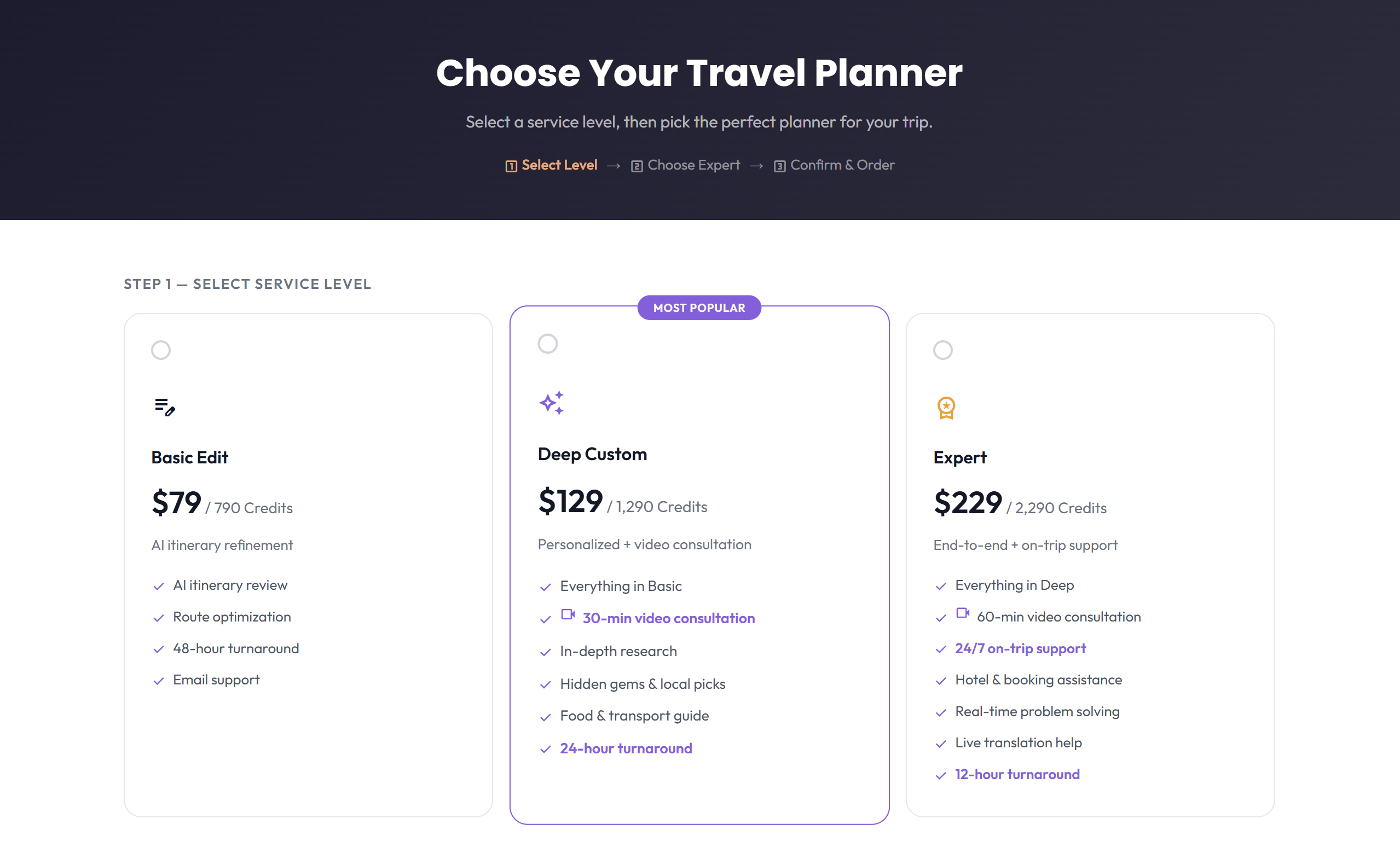 Choosing a consultation package