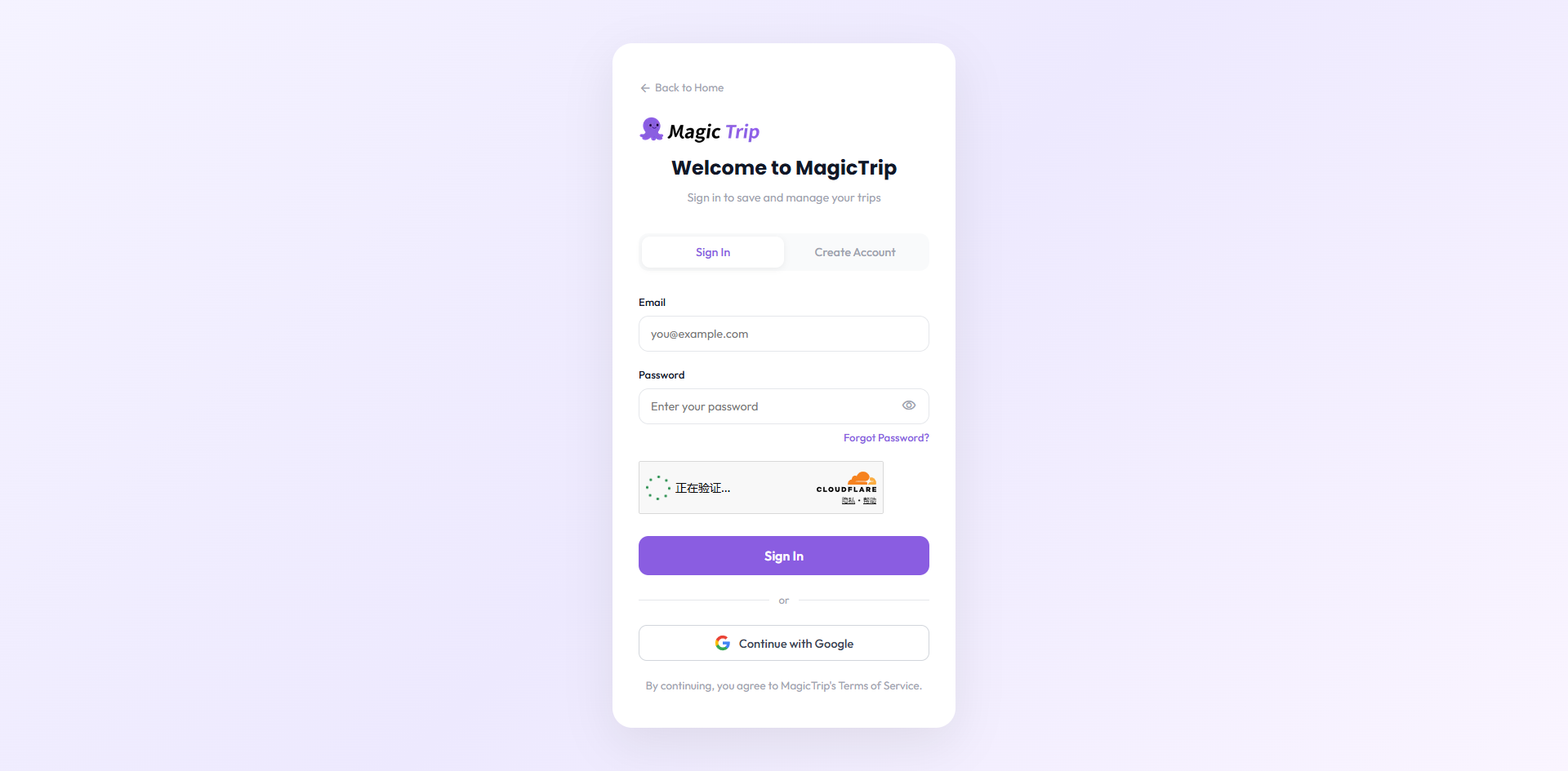 The Continue with Google button
