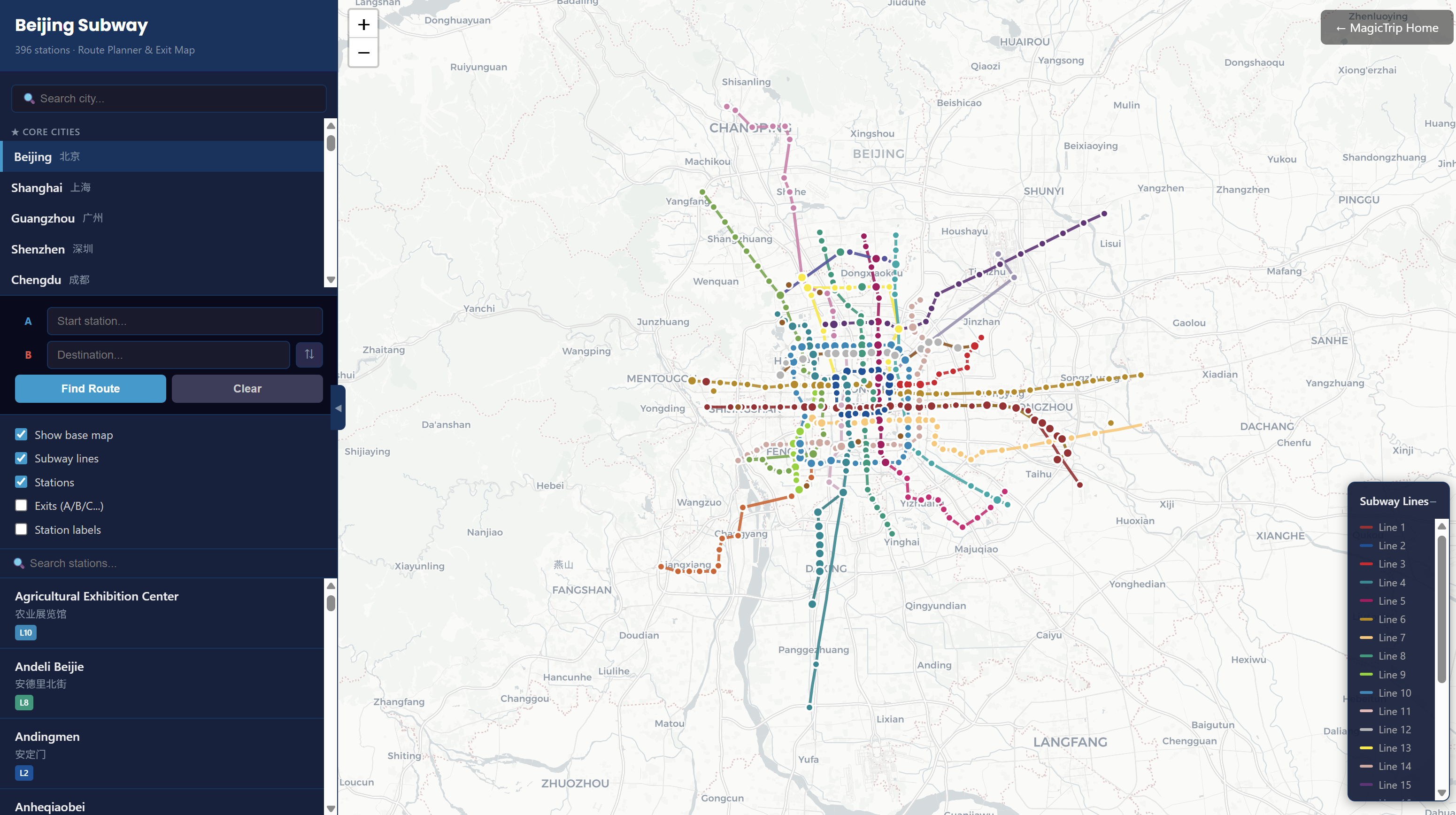 The interactive subway map